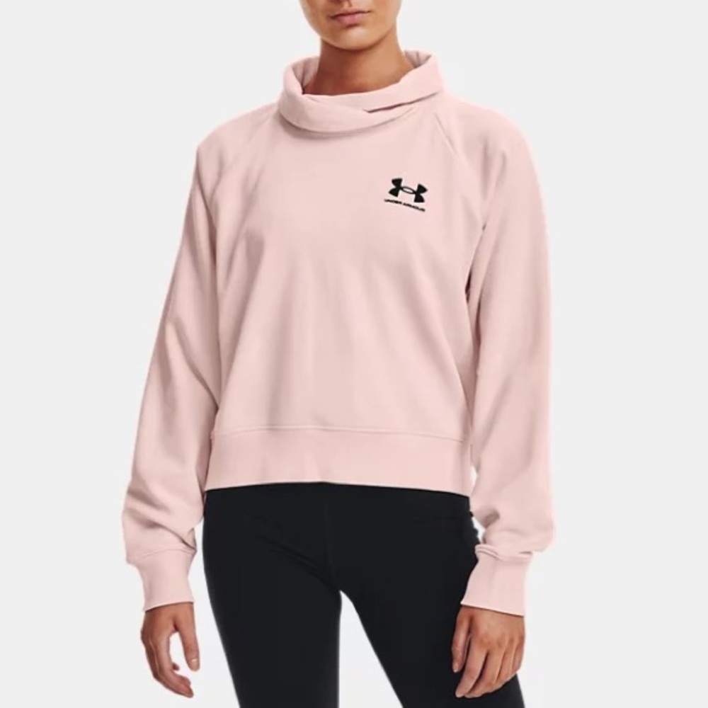 Under Armour Women's Rival Fleece Wrap Neck Pullover Sweatshirt- Peach